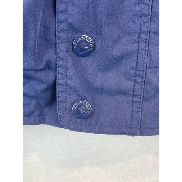 90s Oceanside Windbreaker Jacket Nautical Blue Striped Lining Hooded - Picture 13 of 13